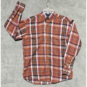 Vintage Wrangler Mens Size Large Red Plaid Western Cowboy